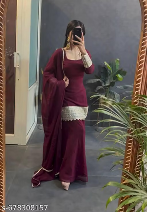 Women’s Wine Maroon Palazzo Suit Set - Side View