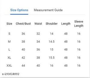 Women's Teal Anarkali Dress - Size Chart